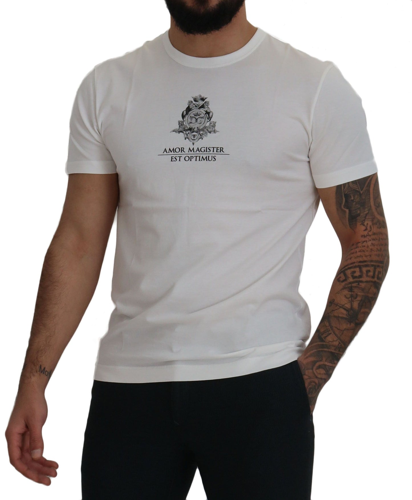 Dolce & Gabbana Chic White Logo Print Cotton Tee