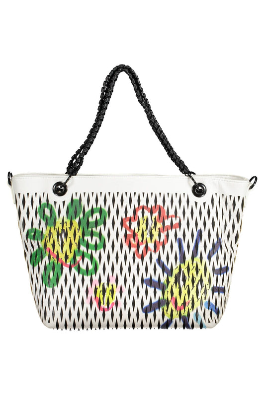 Desigual Chic White Chain-Handle Shoulder Bag