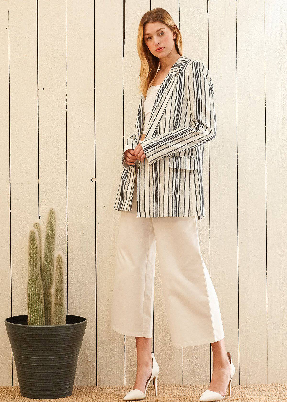 Women's Stripe Blazer in Blue White