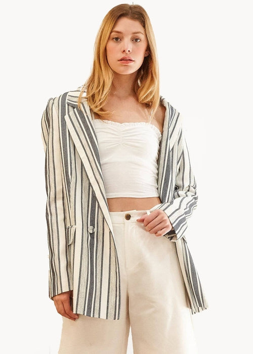 Women's Stripe Blazer in Blue White Blue White