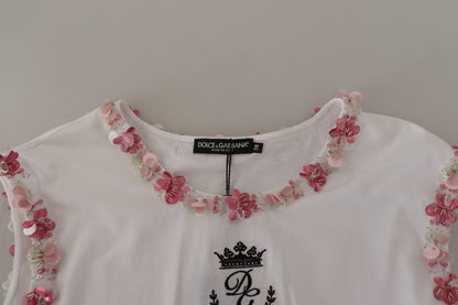 Dolce & Gabbana Chic Sequined Crown Tank Top T-Shirt