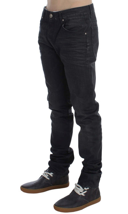 Acht Sleek Gray Slim Fit Italian Mens Jeans