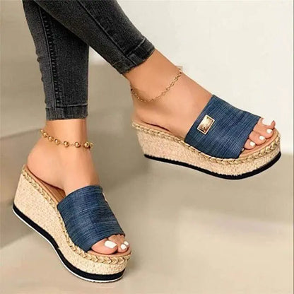 Women's Platform Sandals Dark Blue 38