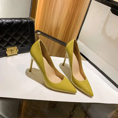 The cMore - Red Bottom High Heel Pumps for Women Yellow 10cm 42