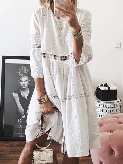 Boho Midi Dress Women Sexy Backless Dress White mhh52 XXXL