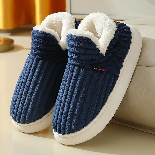 Warm Fur Slippers Navy Blue 46-47(fit45-46)