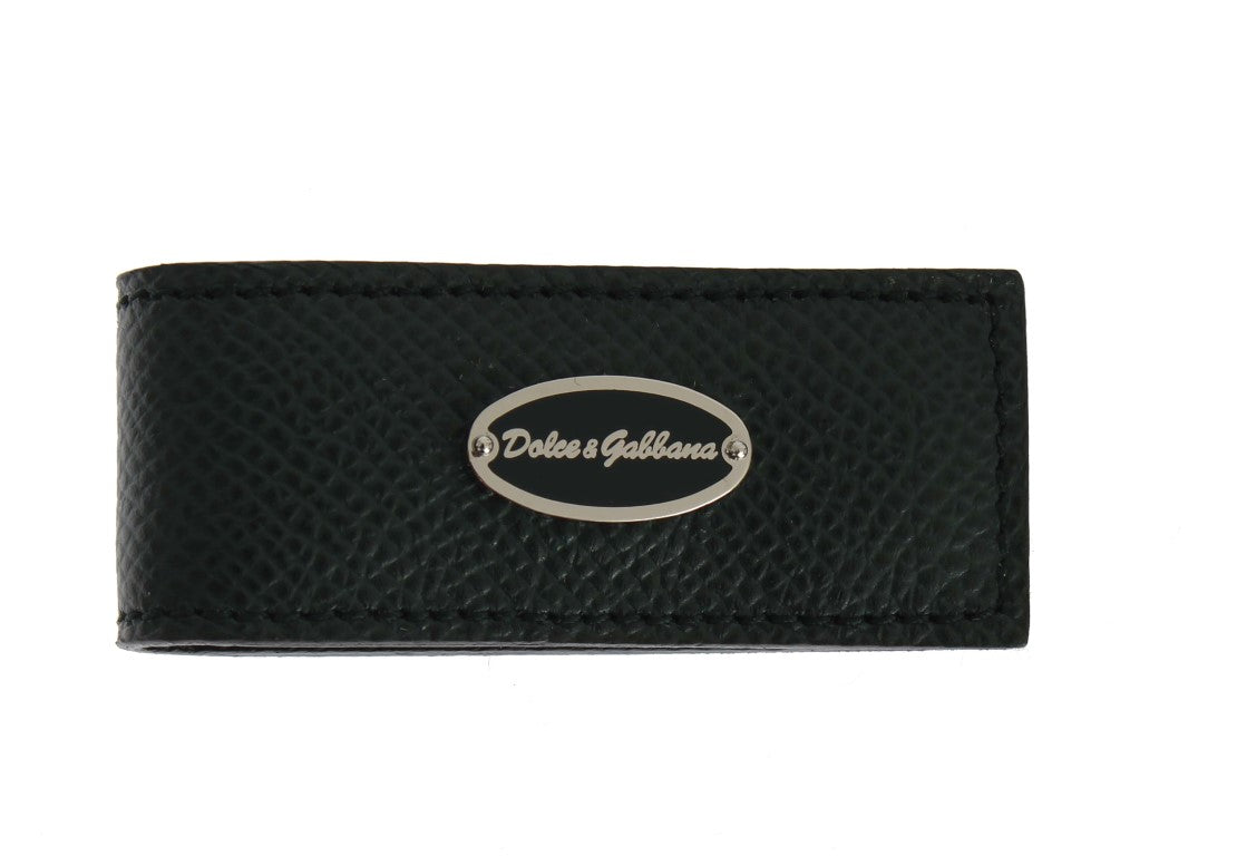 Dolce & Gabbana Elegant Green Leather Money Clip