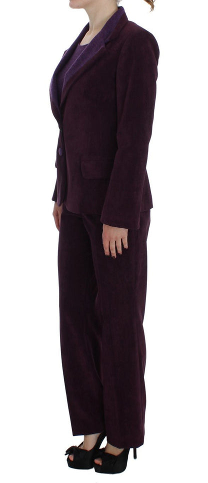 BENCIVENGA Elegant Purple Wool Blend Three Piece Suit Set