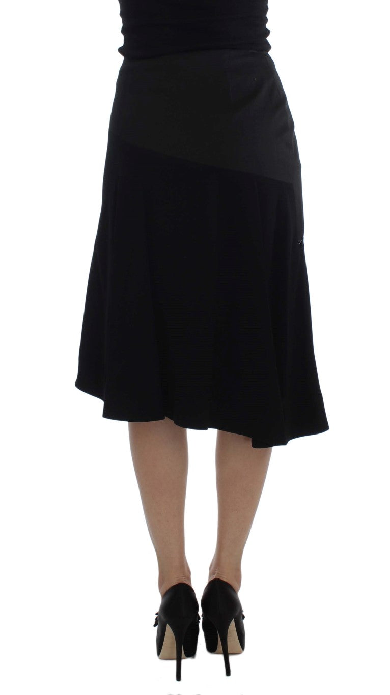 Exte Chic Black and Blue Cotton Blend Skirt