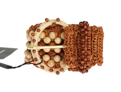 Dolce & Gabbana Elegant Beaded Raffia Waist Belt