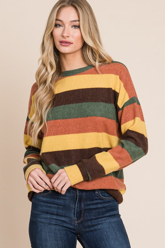 BOMBOM Multi-Color Striped Knit Top Multi