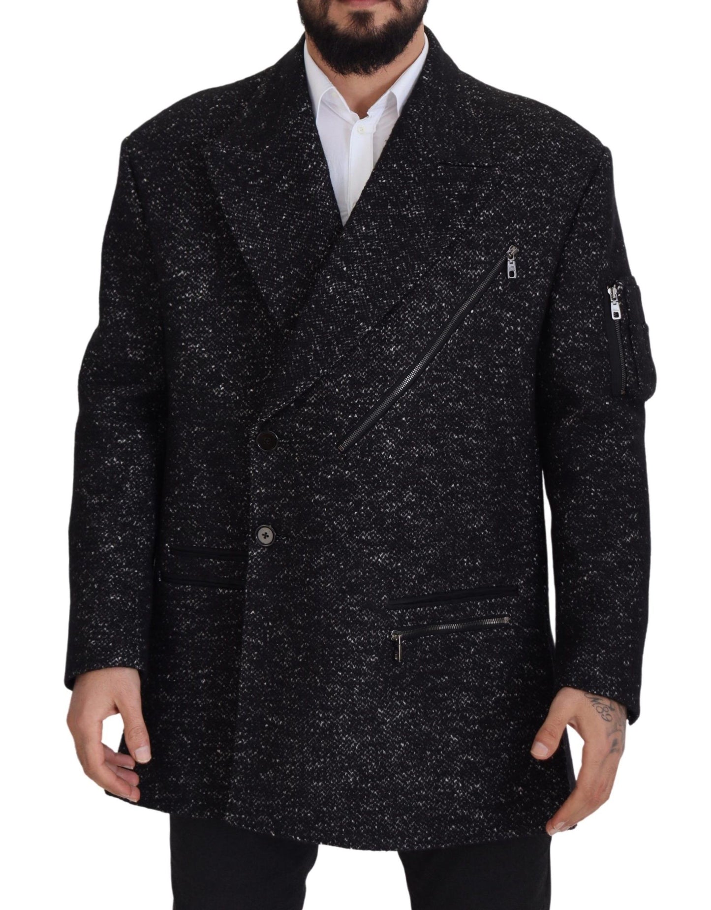 Dolce & Gabbana Sleek Patterned Wool Double Breasted Jacket