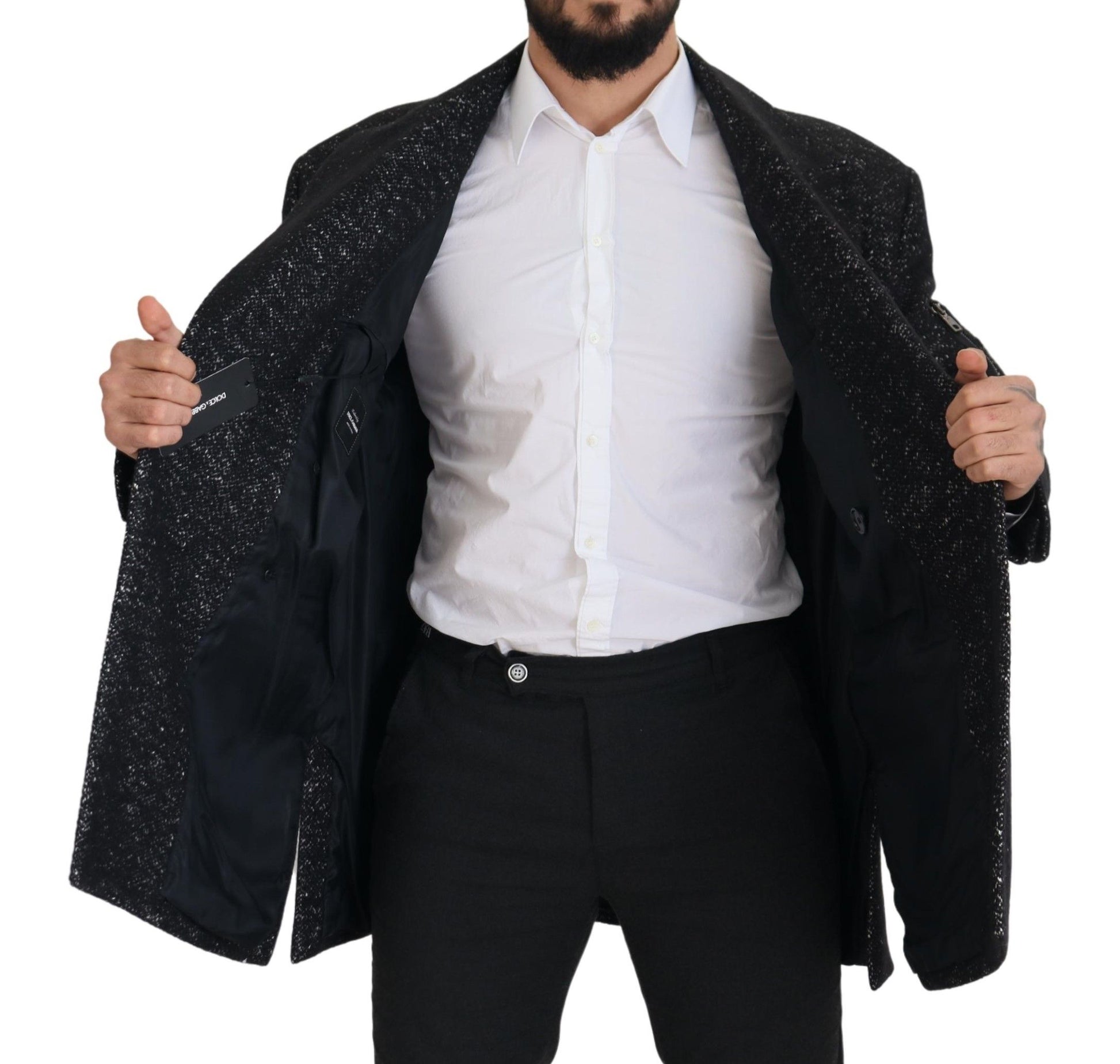 Dolce & Gabbana Sleek Patterned Wool Double Breasted Jacket