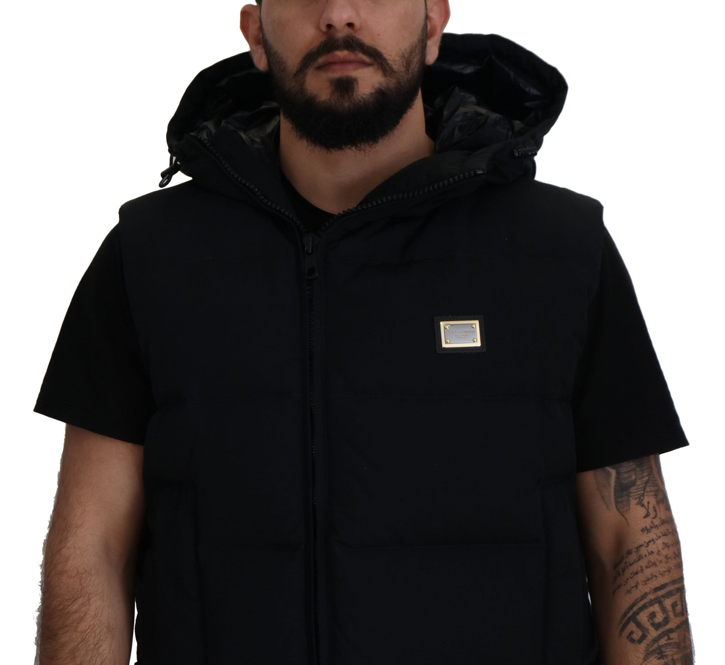 Dolce & Gabbana Sleek Black Hooded Short Sleeve Jacket