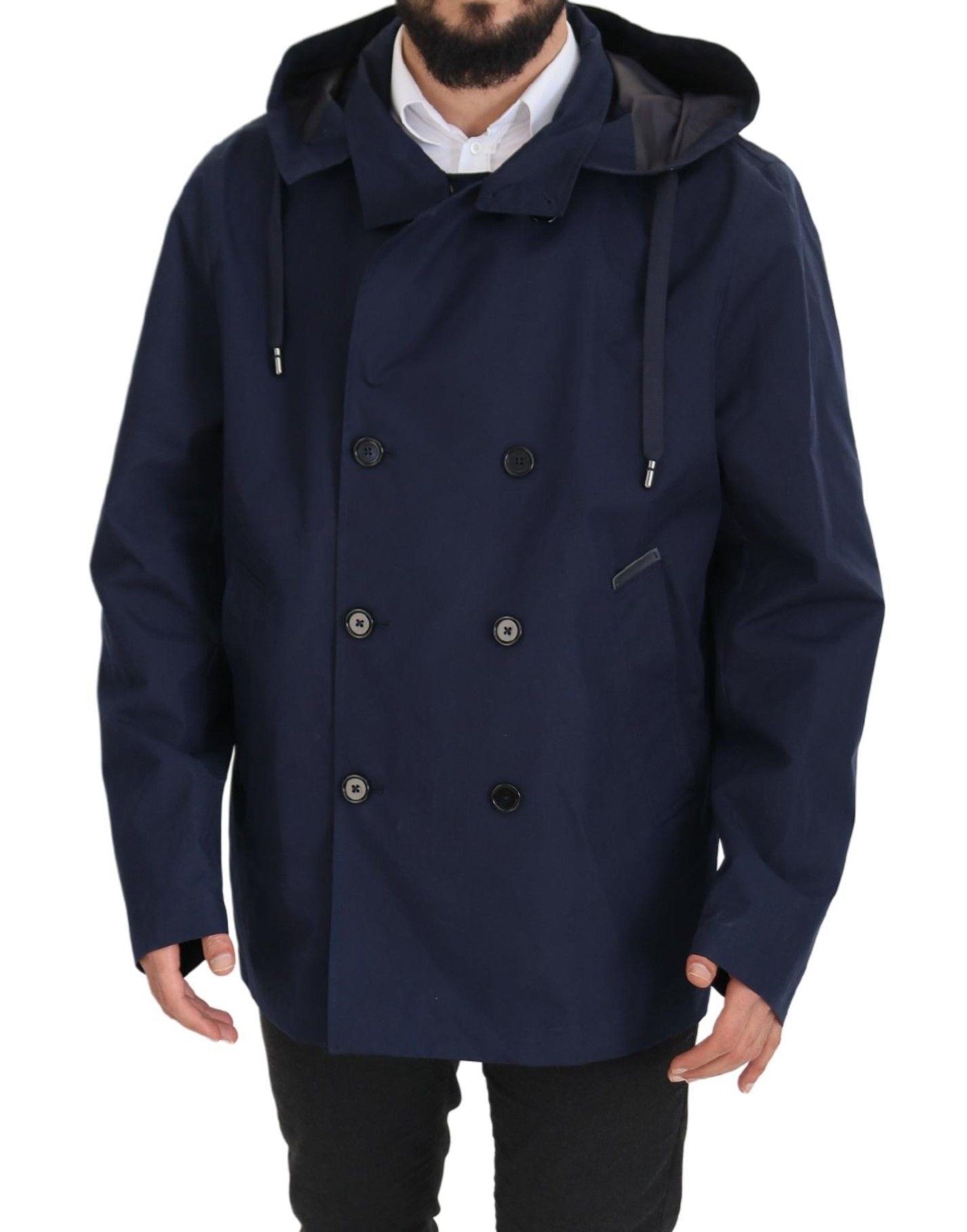 Dolce & Gabbana Elegant Double-Breasted Blue Parka Jacket