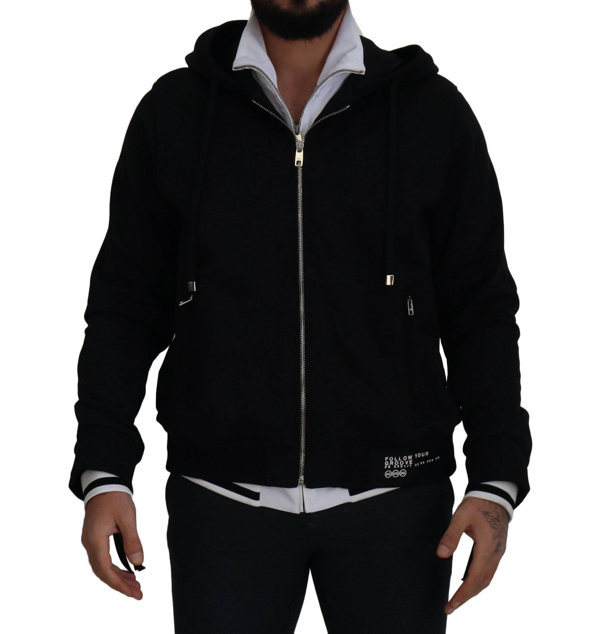 Dolce & Gabbana Elegant Black Bomber Jacket with Hood