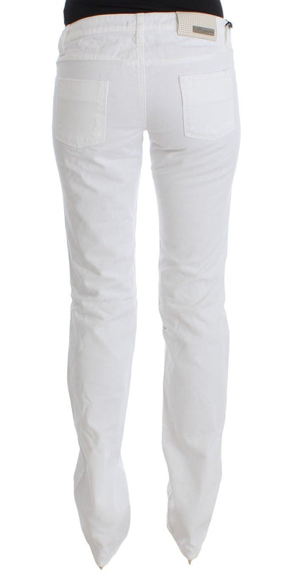 Costume National Chic Slim Fit White Cotton Jeans