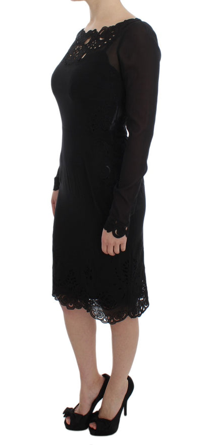 Dolce & Gabbana Elegant Black Floral Lace Sheath Dress