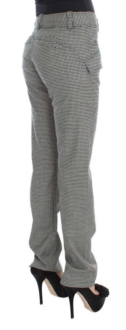 Ermanno Scervino Chic Checkered Black & White Regular Fit Pants