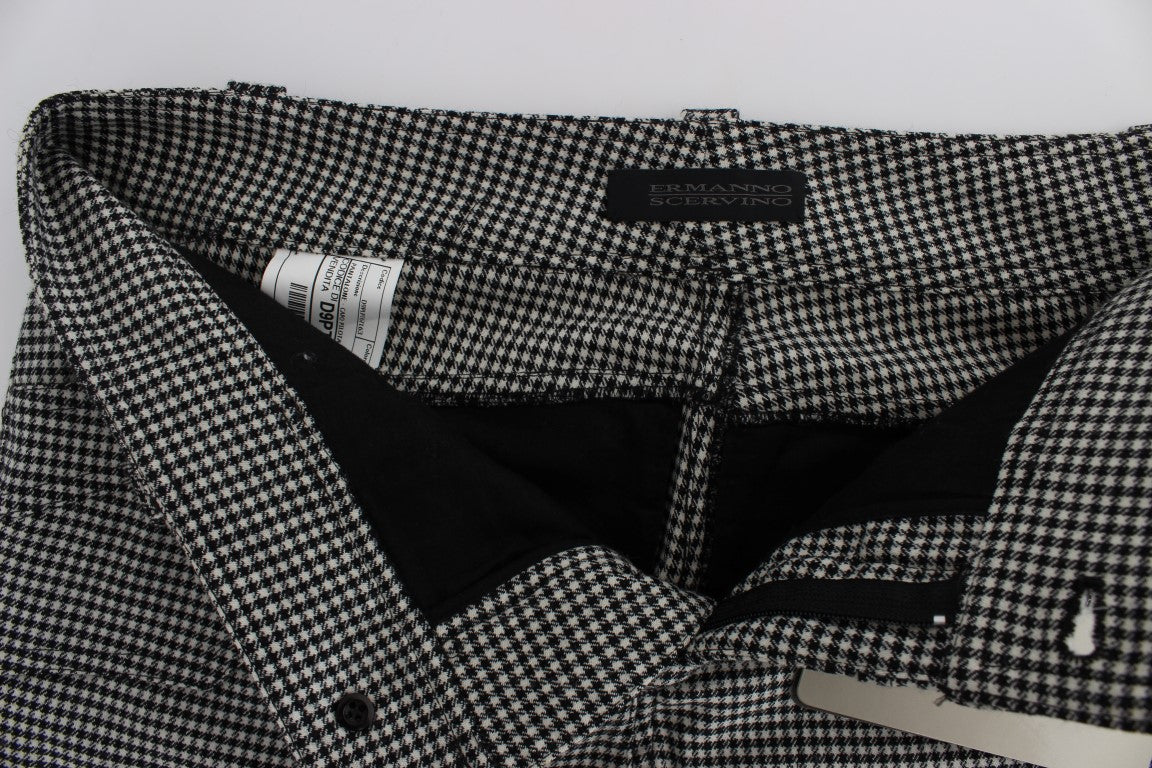 Ermanno Scervino Chic Checkered Black & White Regular Fit Pants