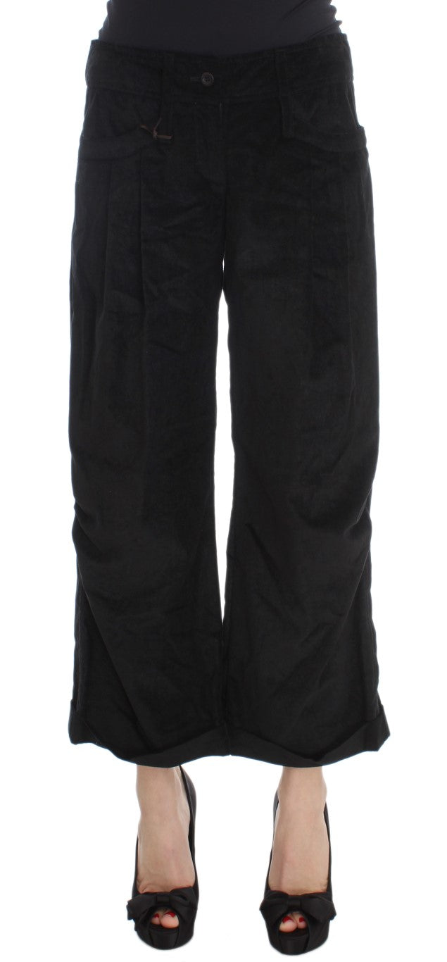 Ermanno Scervino Chic Black Wide Leg Cotton Jeans