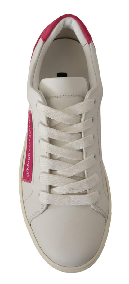 Dolce & Gabbana Elegant White Leather Low-Top Sneakers