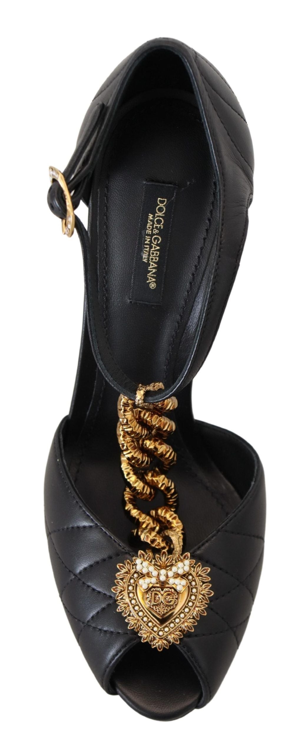 Dolce & Gabbana Elegant Gold-Embellished Leather Sandals