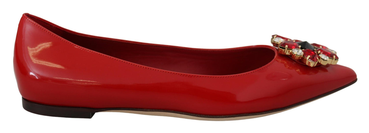 Dolce & Gabbana Red Suede Crystal Loafers - Exquisite Elegance