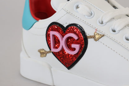 Dolce & Gabbana Elegant White Portofino Leather Sneakers