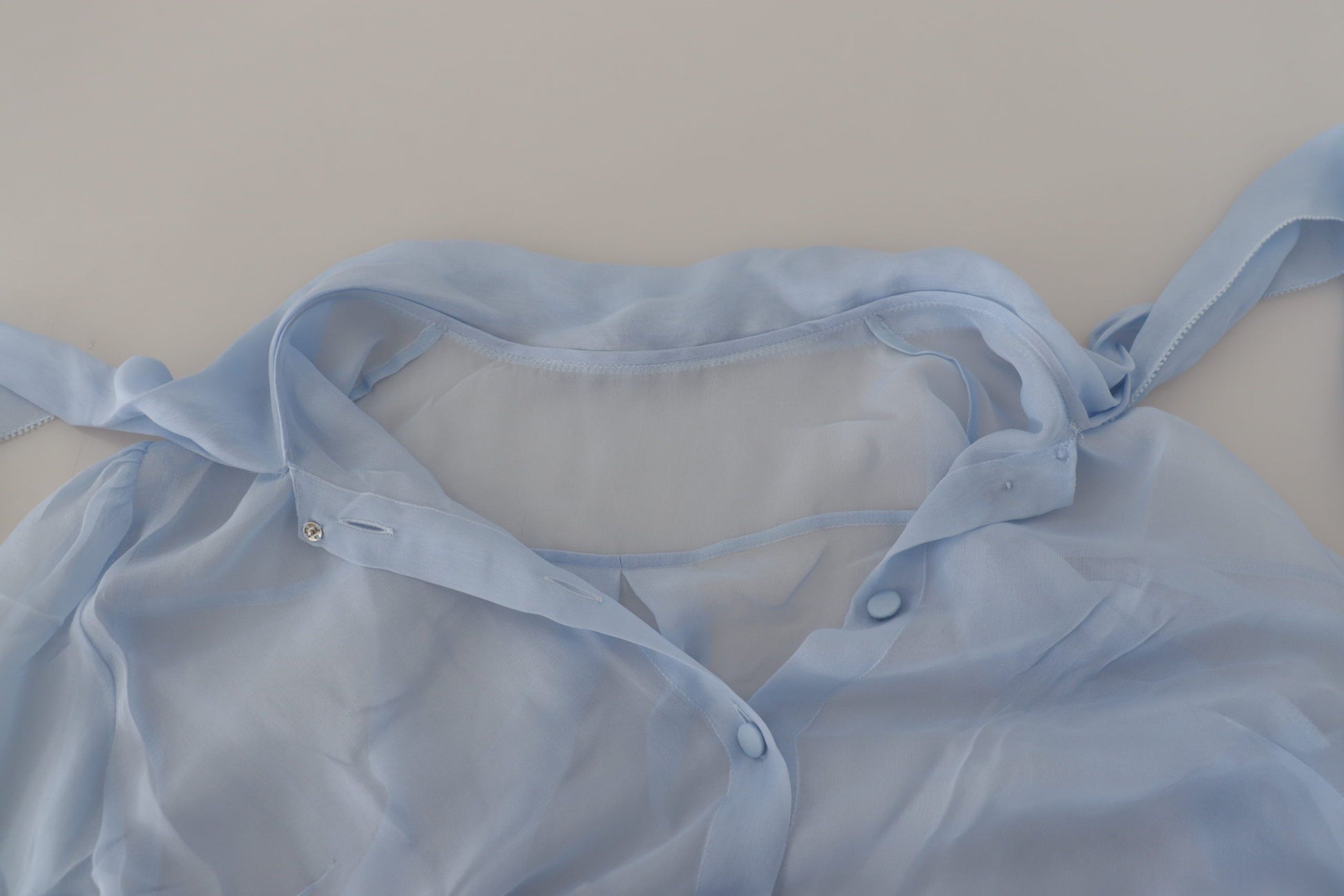 Dolce & Gabbana Elegant Silk Ascot Collar Blouse in Light Blue