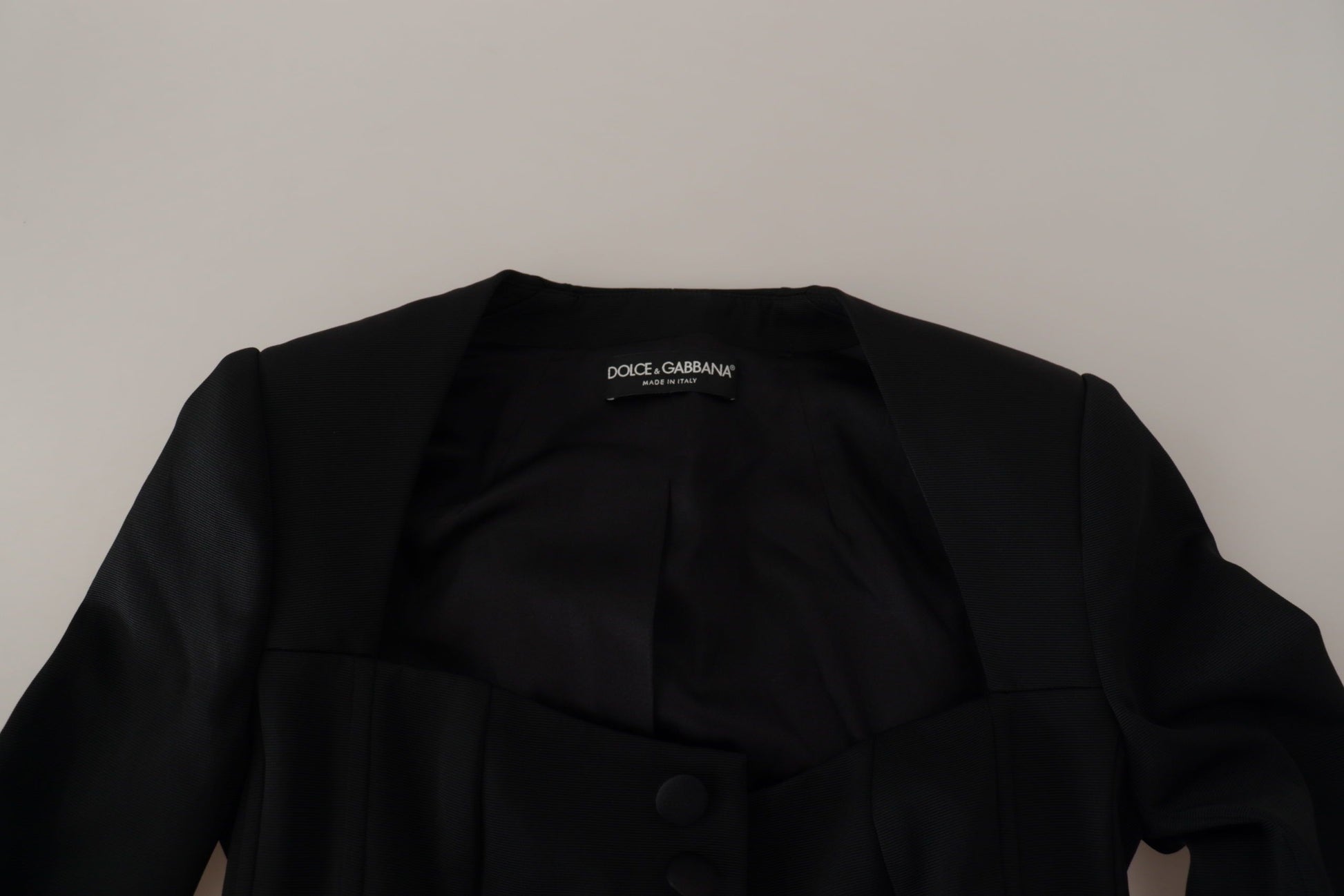 Dolce & Gabbana Sleek Black Snap Jacket with Silk Lining