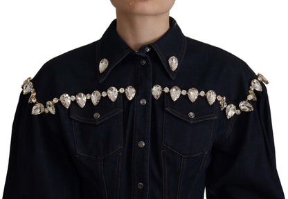 Dolce & Gabbana Elegant Crystal-Embellished Denim Jacket