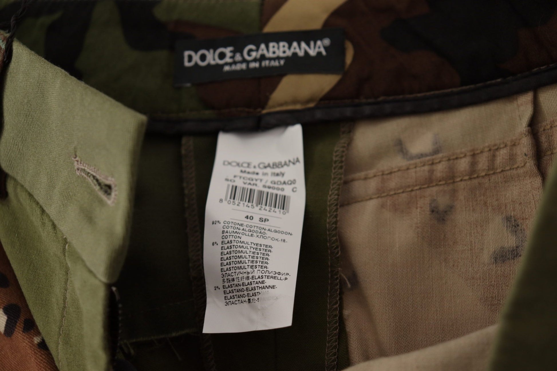 Dolce & Gabbana Army Green High-Waist Hot Pants