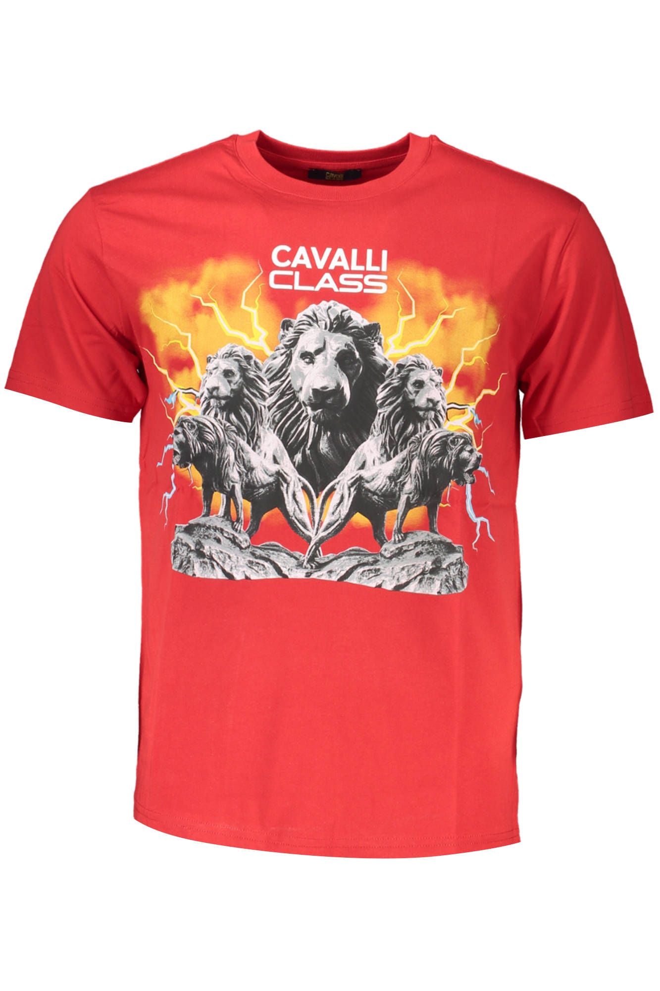 Cavalli Class Elegant Red Printed Tee with Classic Appeal