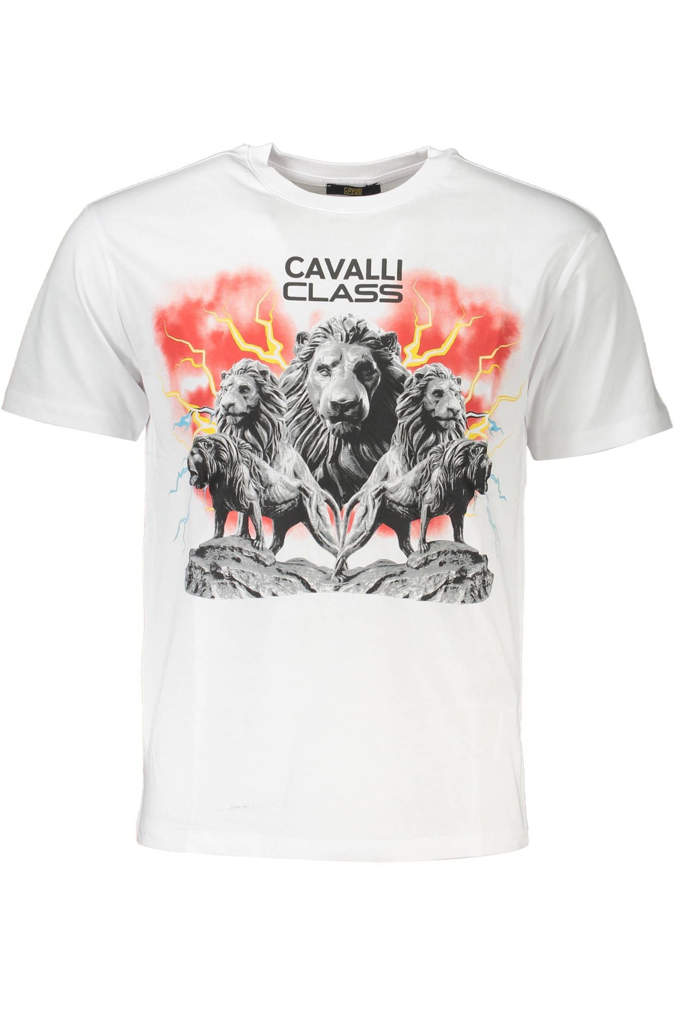 Cavalli Class Elegant White Print Logo Tee