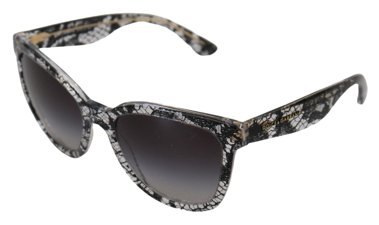 Dolce & Gabbana Elegant White Lace Applique Sunglasses