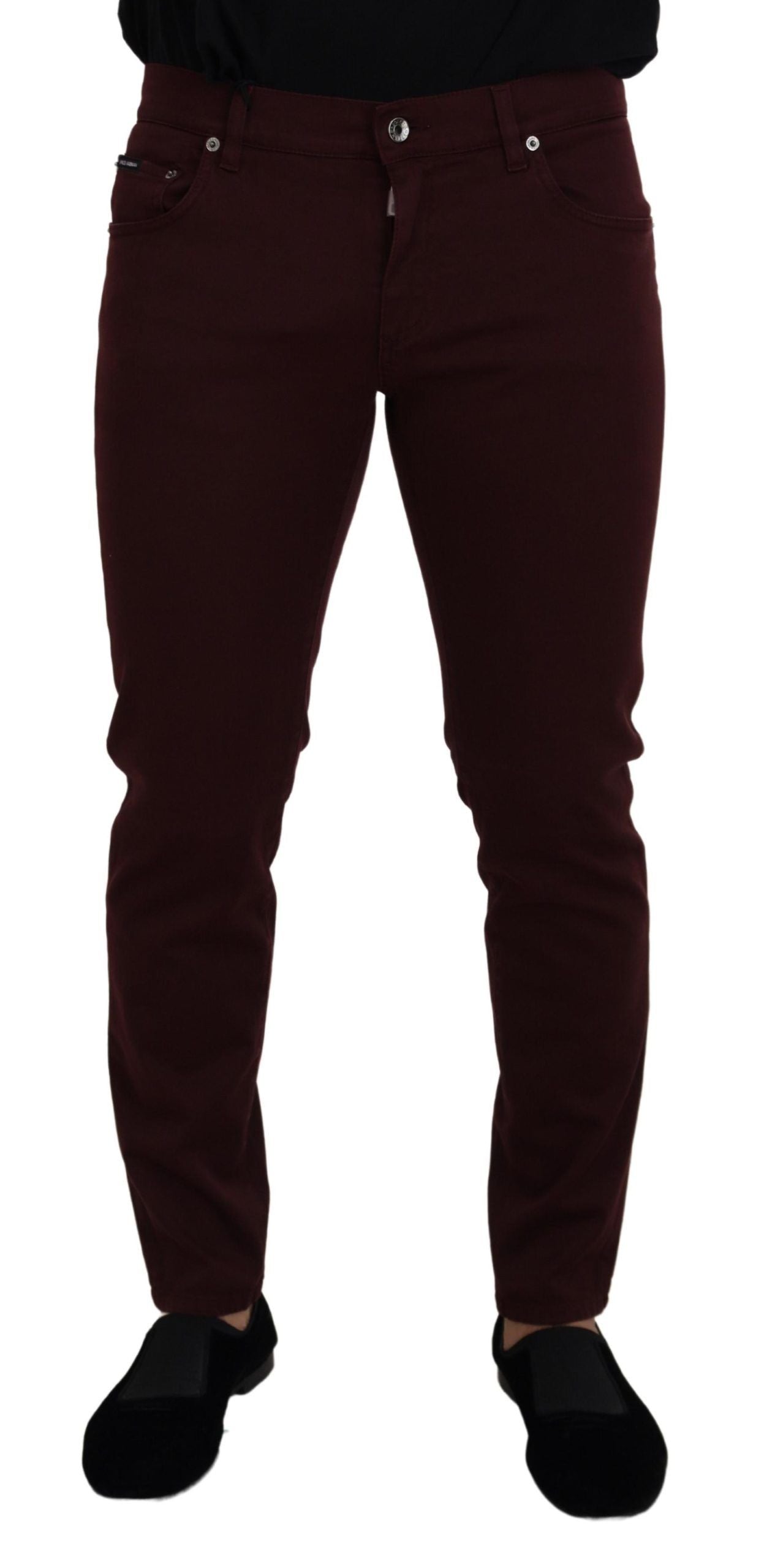 Dolce & Gabbana Slim Fit Bordeaux Jeans - Italian Luxury