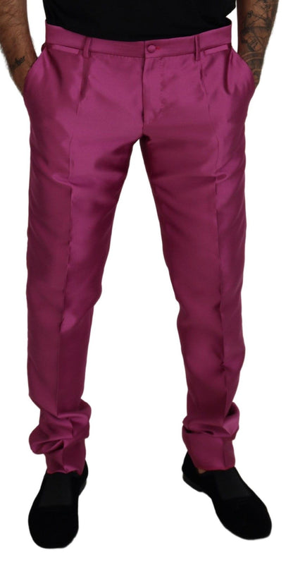 Dolce & Gabbana Elegant Slim Fit Formal Dress Pants in Pink