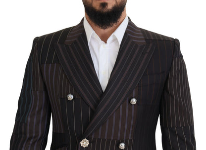 Dolce & Gabbana Multicolor Wool Silk Blend Slim Fit Blazer