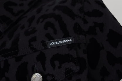 Dolce & Gabbana Chic Leopard Pattern Denim Jacket