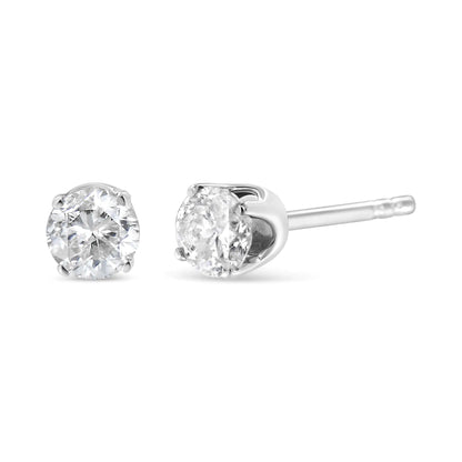 18K White Gold 3/4 Cttw Round Brilliant-Cut Near Colorless Diamond Classic 4-Prong Stud Earrings (G-H Color, VS1-VS2 Clarity)