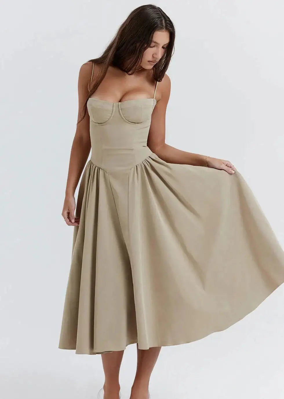 Elena Corset Sundress Taupe XL