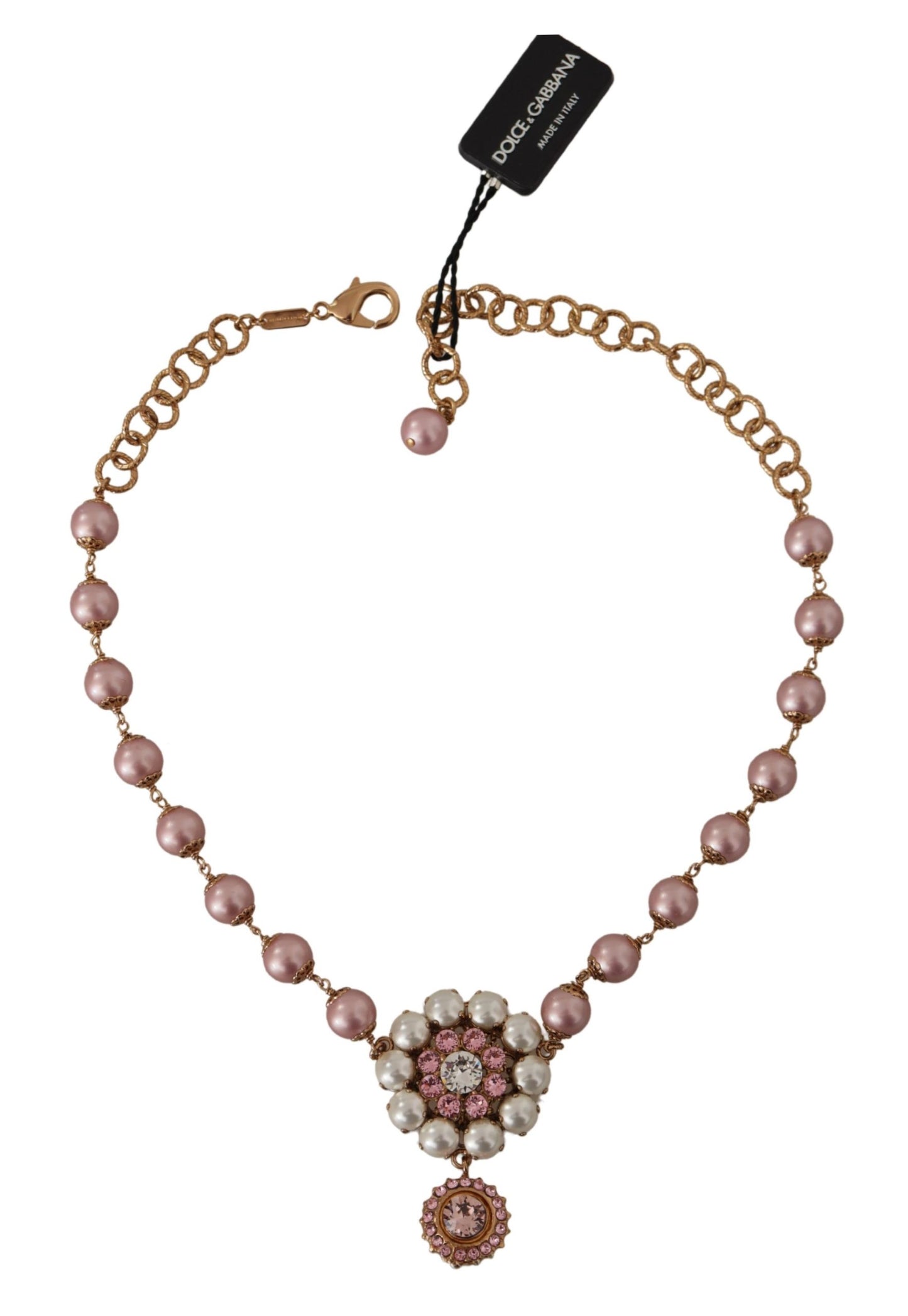 Dolce & Gabbana Elegant Gold Crystal Floral Statement Necklace