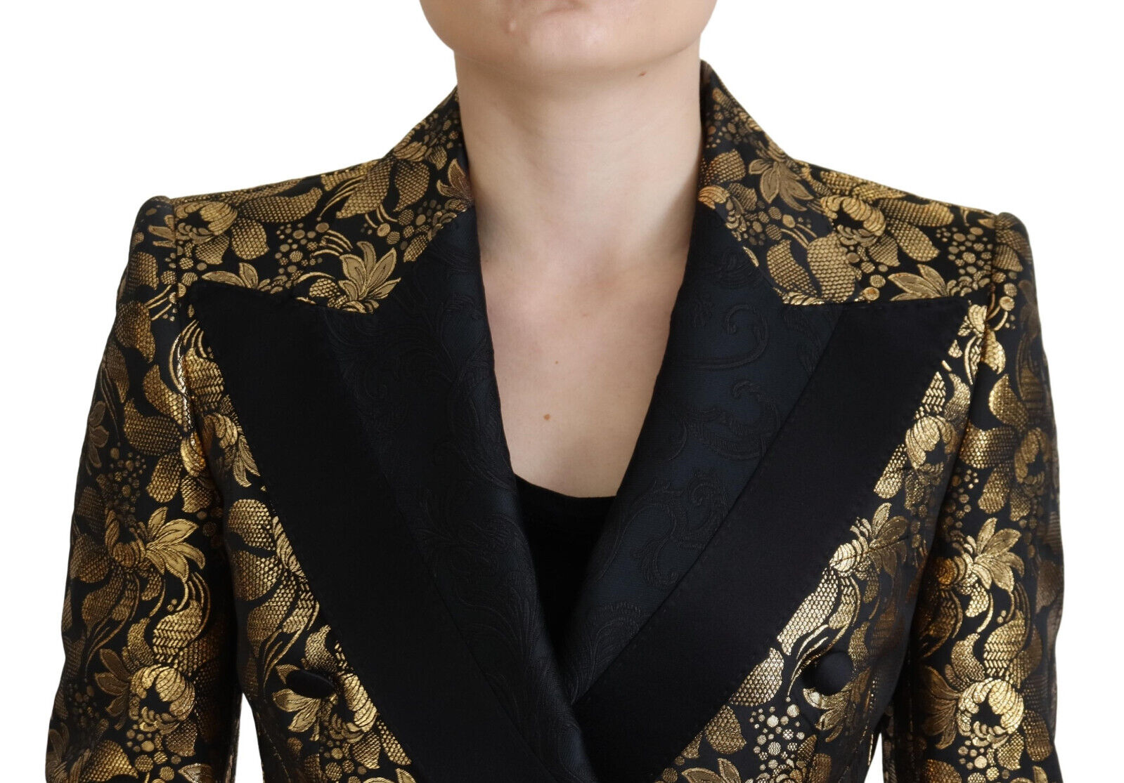 Dolce & Gabbana Elegant Black and Gold Floral Jacket