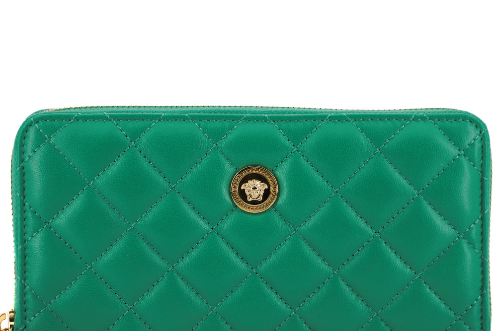 Versace Elegant Quilted Leather Zip Wallet