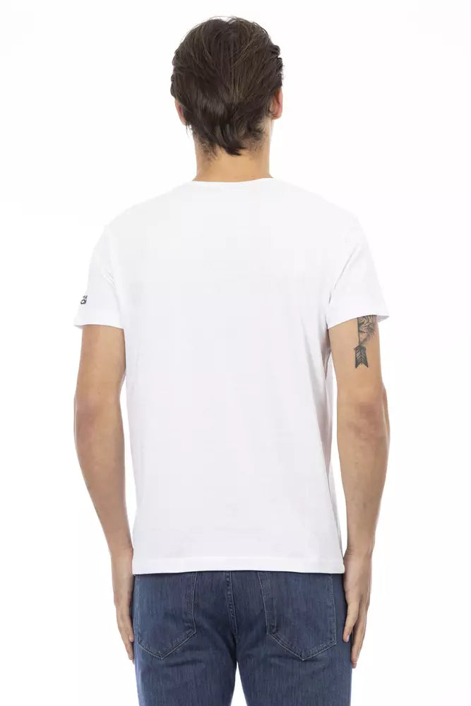 Trussardi Action Elegant V-Neck Tee with Chic Front Print