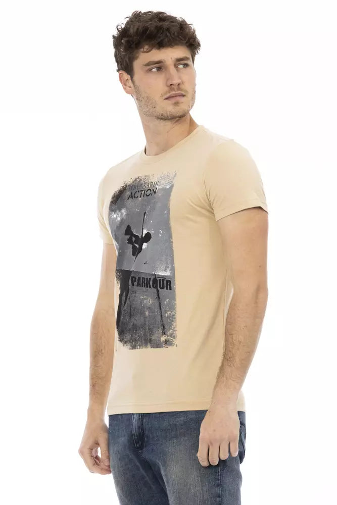 Trussardi Action Beige Cotton Men T-Shirt