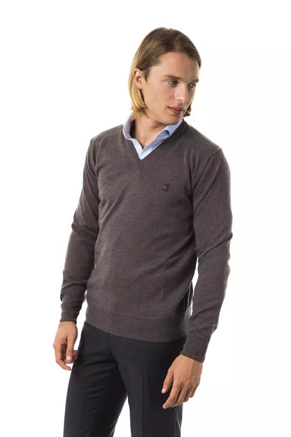 Uominitaliani Gray Merino Wool Men Sweater