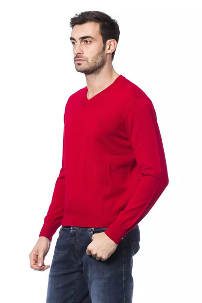 Billionaire Italian Couture Red Merino Wool Men Sweater