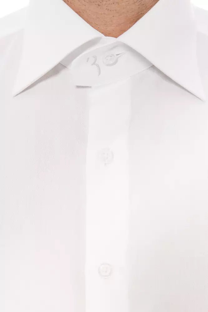 Billionaire Italian Couture White Cotton Men Shirt